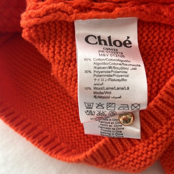 Chloé baby sweater in orange with gold buttons - Picture 4 of 4